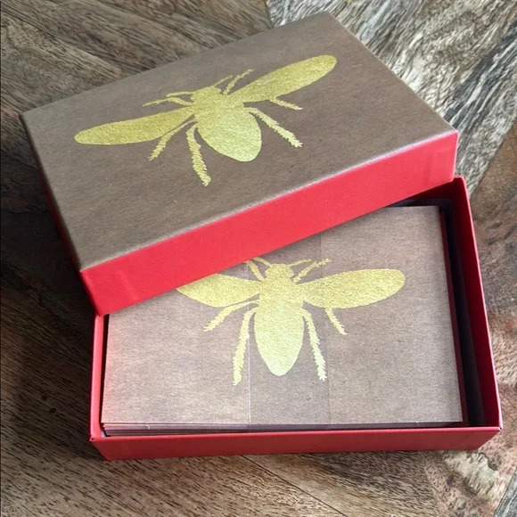 Red and Gold Bee Note Card Set - Picture 3 of 11